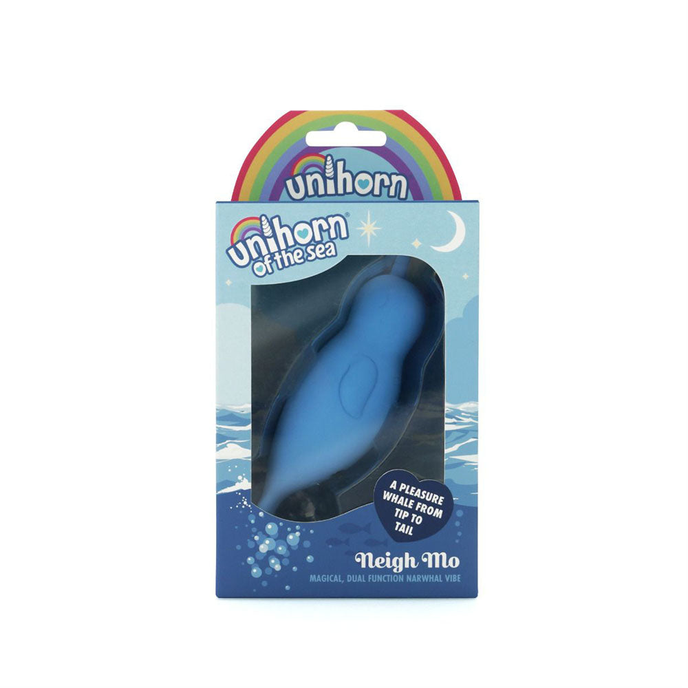 Unihorn of the Sea - Neigh Mo - The Narwhal - Blue Dual Motor Stimulator (USB Rechargeable, Body-Safe Silicone)