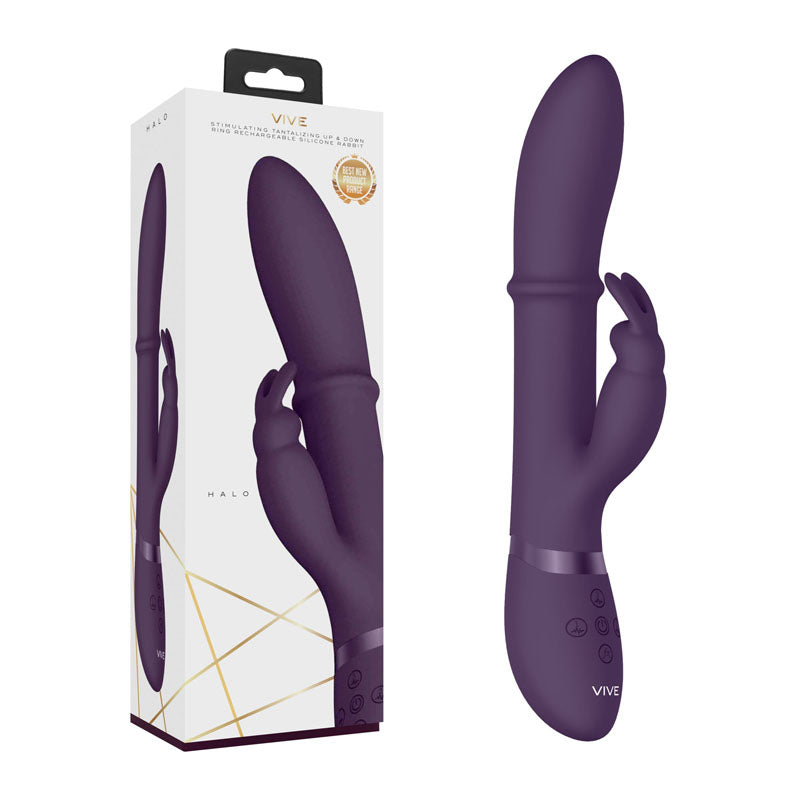 Vive Rabbit Vibrator – USB Rechargeable, Body-Safe Silicone – Purple – 24.5 cm