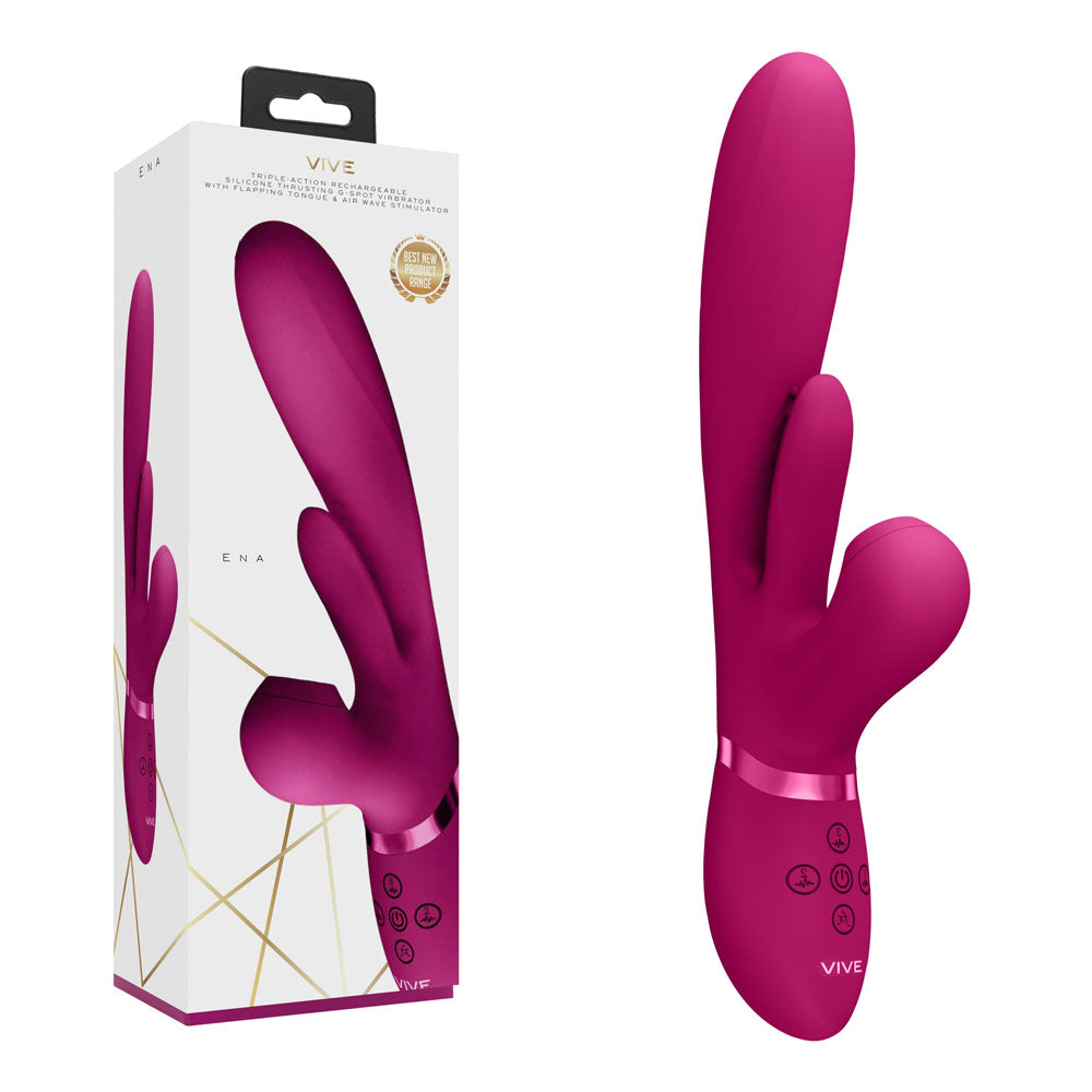 VIVE Vibrator – USB Rechargeable, Thrusting – Body-Safe Silicone – Pink – 25 cm