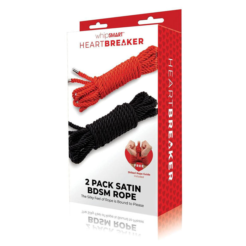 WhipSmart Heartbreaker Satin BDSM Rope Set – 2-Pack in Black & Red (Durable, Versatile Ties for All Levels)