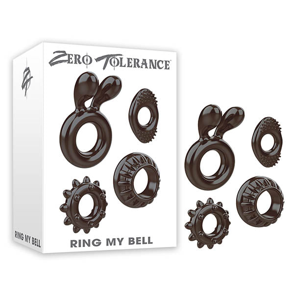 Zero Tolerance My Bell Cock Ring Set - Black - 4 Body-Safe Silicone Rings for Enhanced Pleasure