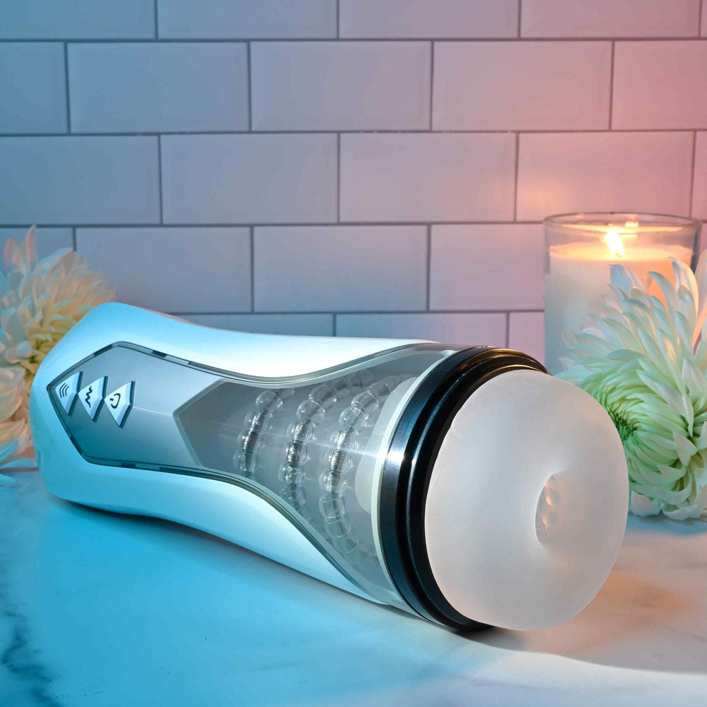 Zero Tolerance Masturbator – Rechargeable, Vibrating – White