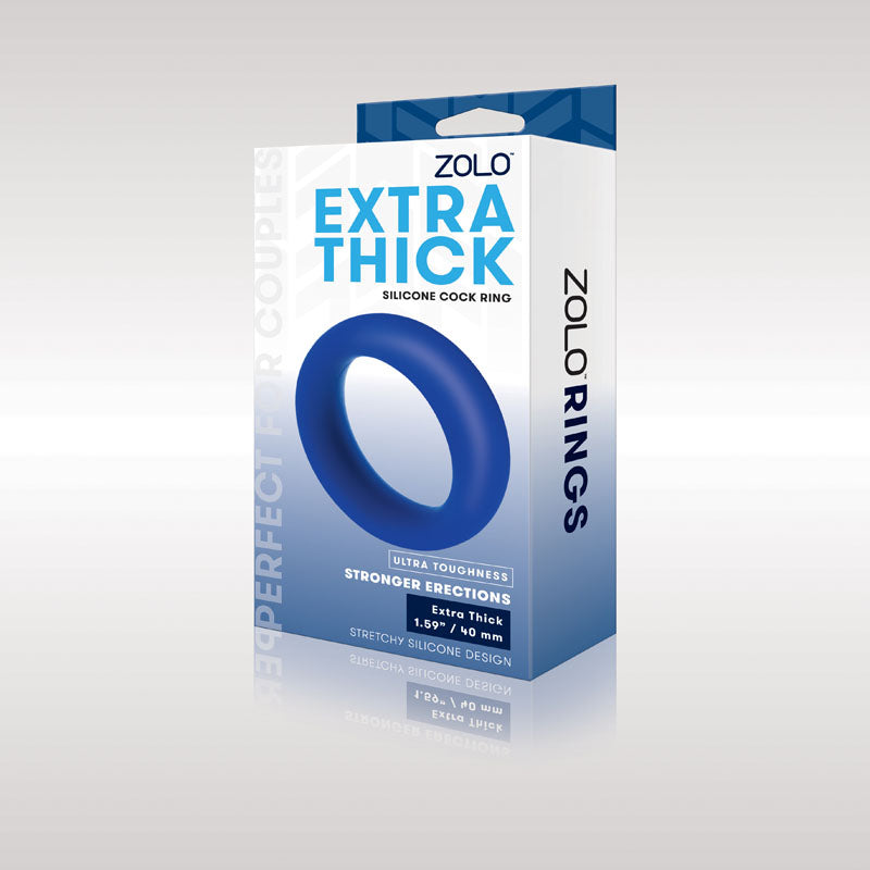 Zolo Cock Ring – Extra Thick, Body-Safe Silicone – Blue – 40 mm