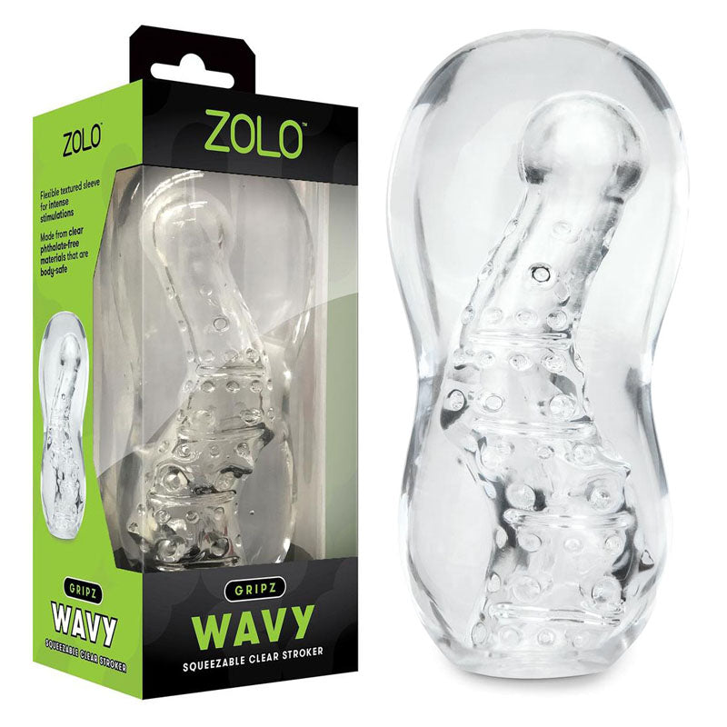 Zolo Stroker Sleeve – Wavy Texture – Clear