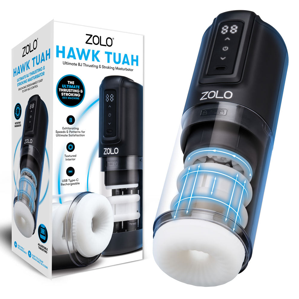 Zolo Masturbator – USB Rechargeable, Thrusting & Rotating – Black