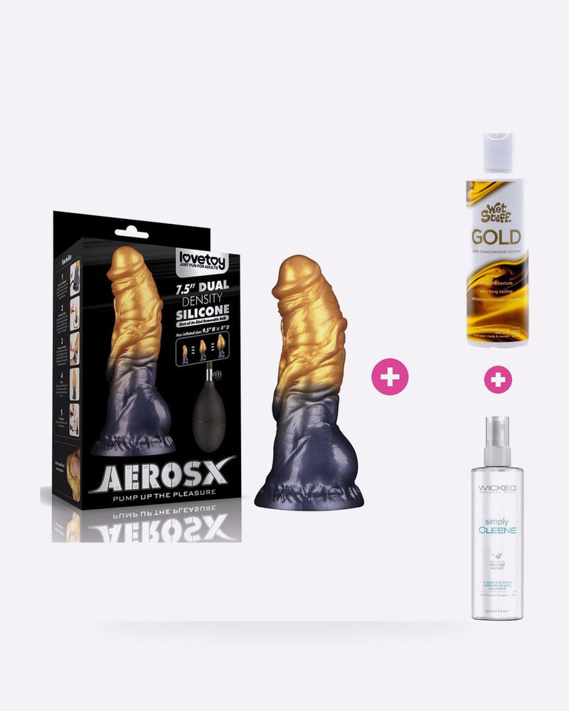 Aerosx 24 cm Inflatable Dong Bundle – Toy, Lube & Toy Cleaner