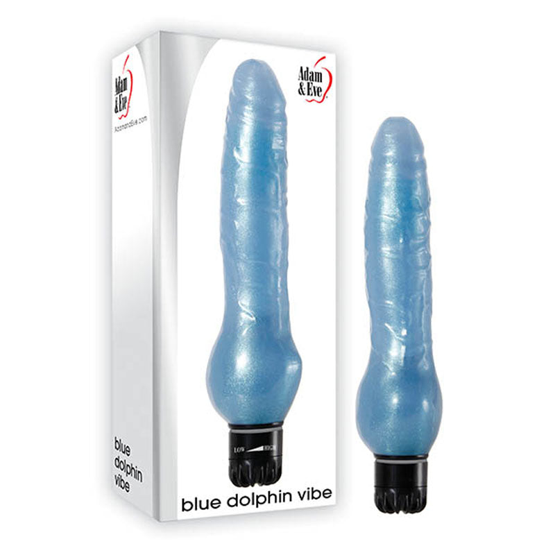 Adam & Eve Blue Dolphin Vibrator - 21.6 cm (8.5'') Body-Safe Silicone G-Spot Massager (USB Rechargeable)