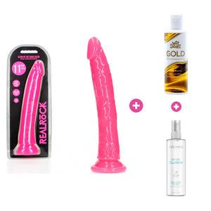 REALROCK Glow Dong Bundle – Toy, Lube & Toy Cleaner