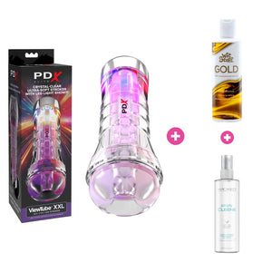 PDX Elite LED Stroker Bundle – Toy, Lube & Toy Cleaner