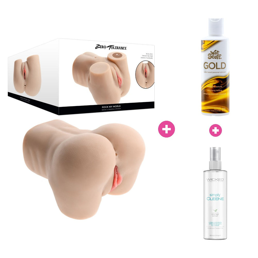 Zero Tolerance Rechargeable Masturbator Bundle – Toy, Lube & Toy Cleaner