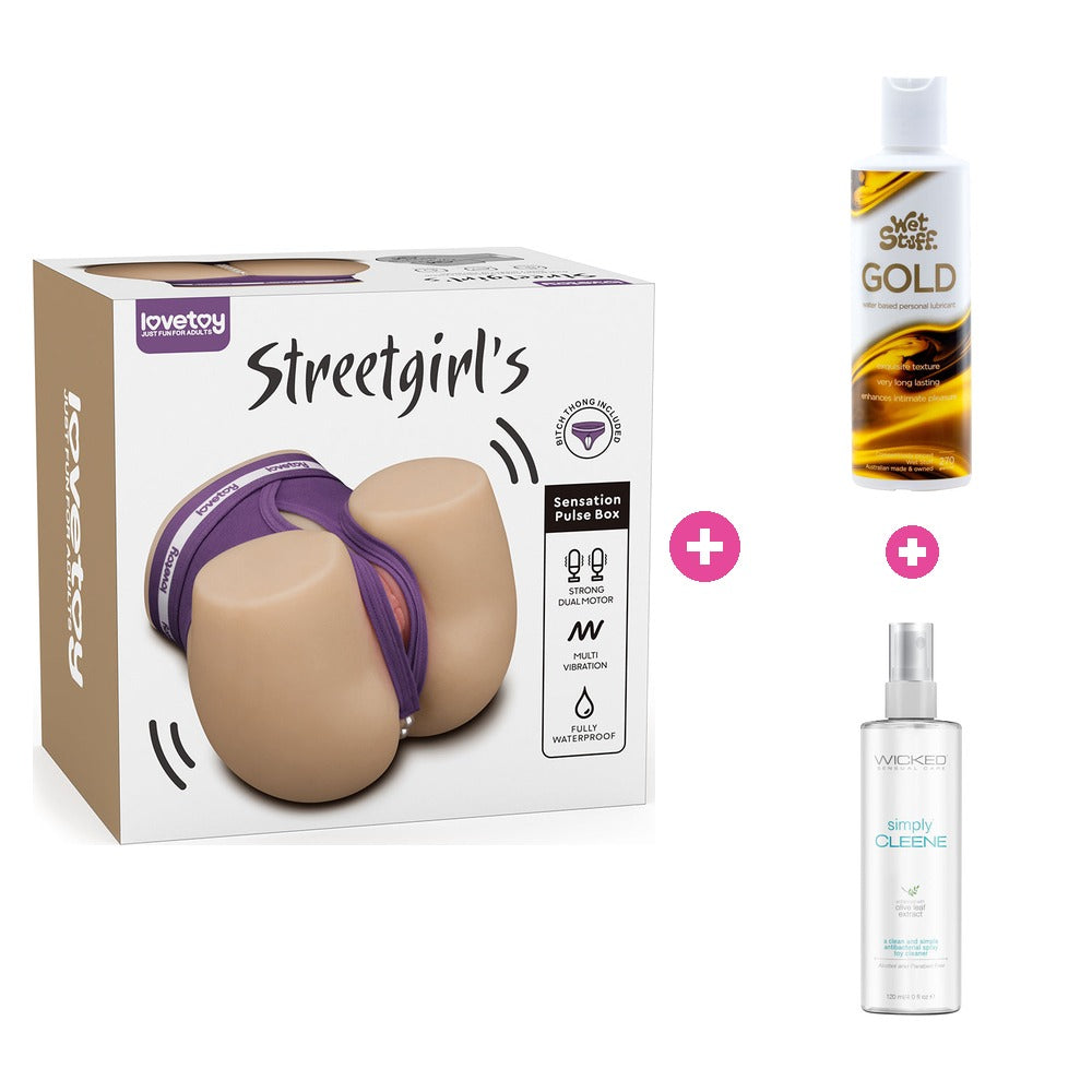 Streetgirls Dual Motor Masturbator Bundle – Toy, Lube & Toy Cleaner