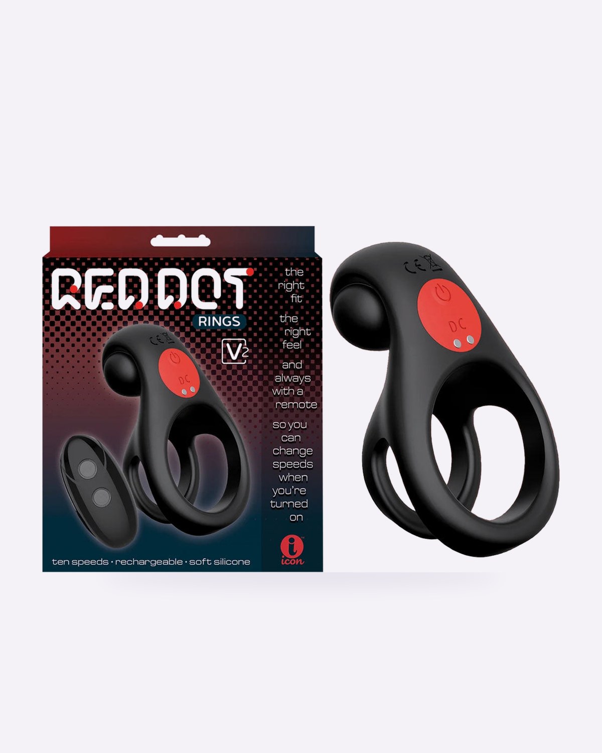 Red Dot Rings V2 black vibrating cock ring with remote