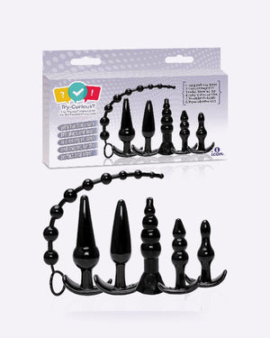 Try-Curious 6-piece anal plug kit in black