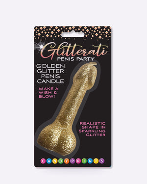 Little Genie Glitterati Gold Glitter Penis Cake Candle