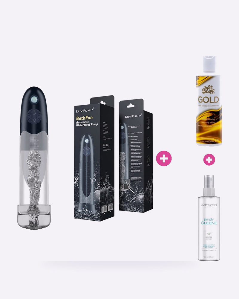 LuvPump Waterproof Pump Bundle – Toy, Lube & Toy Cleaner