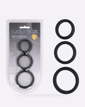 LEVELZ Wide O black silicone cock ring set