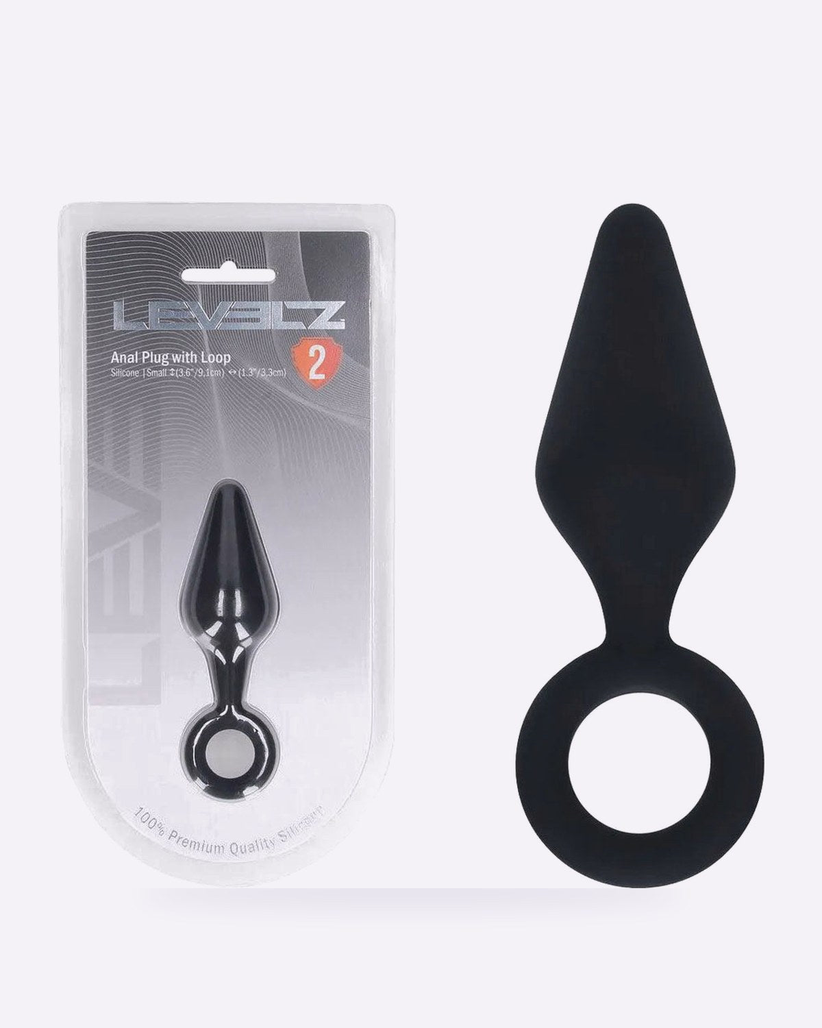 LEVELZ Small black silicone butt plug with loop