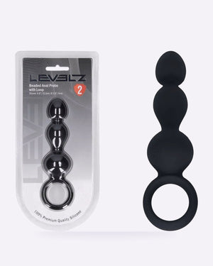 LEVELZ black beaded silicone anal probe with loop