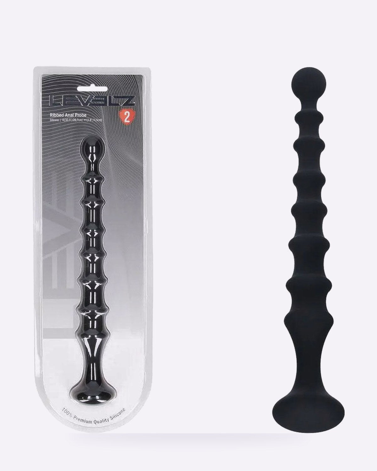 LEVELZ Ribbed Silicone Anal Probe with Flared Base