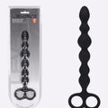 LEVELZ black beaded silicone anal probe with double loop