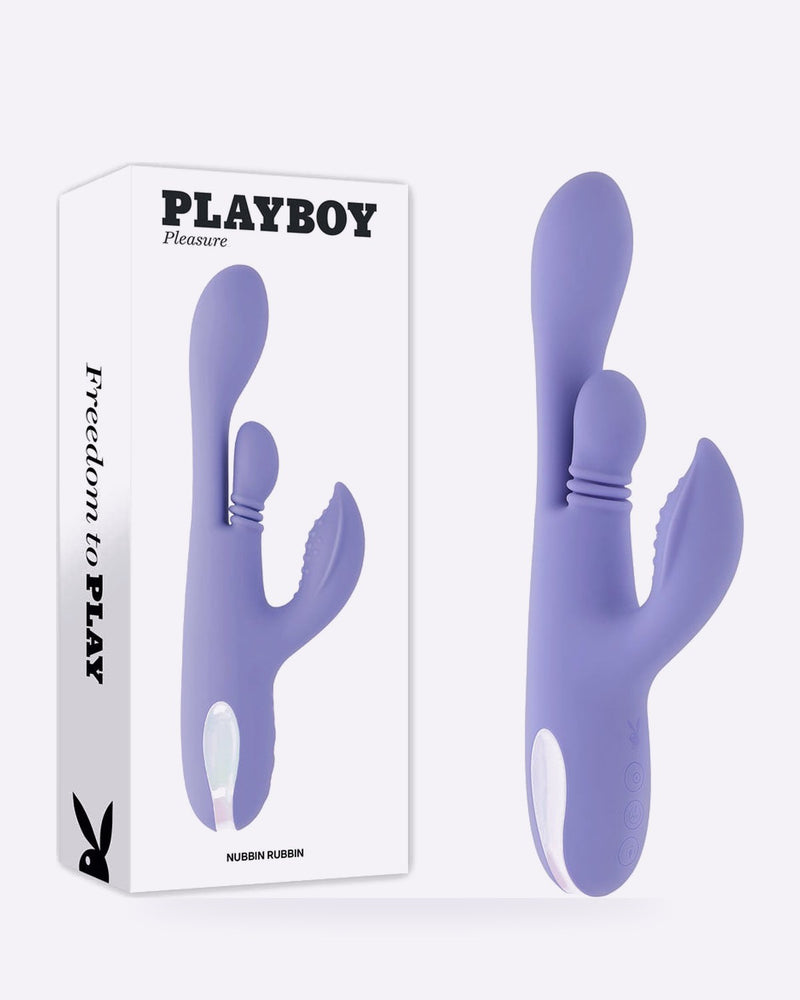 Playboy Pleasure Nubbin Rubbin Thrusting Rabbit Vibrator – Purple