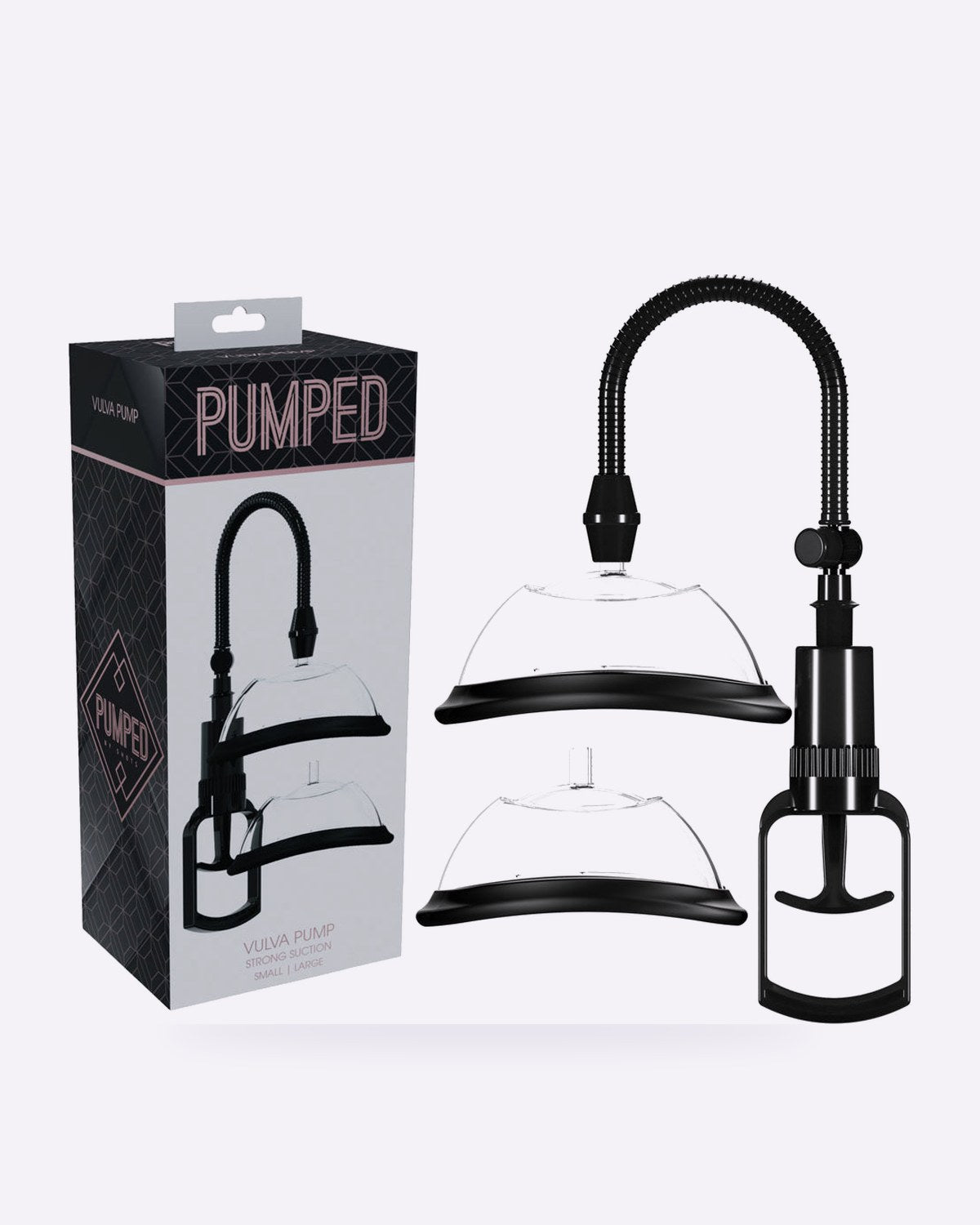 PUMPED black manual vulva pump with 2 cups