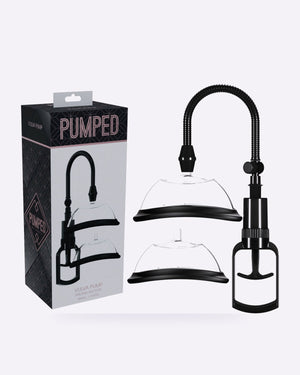PUMPED black manual vulva pump with 2 cups