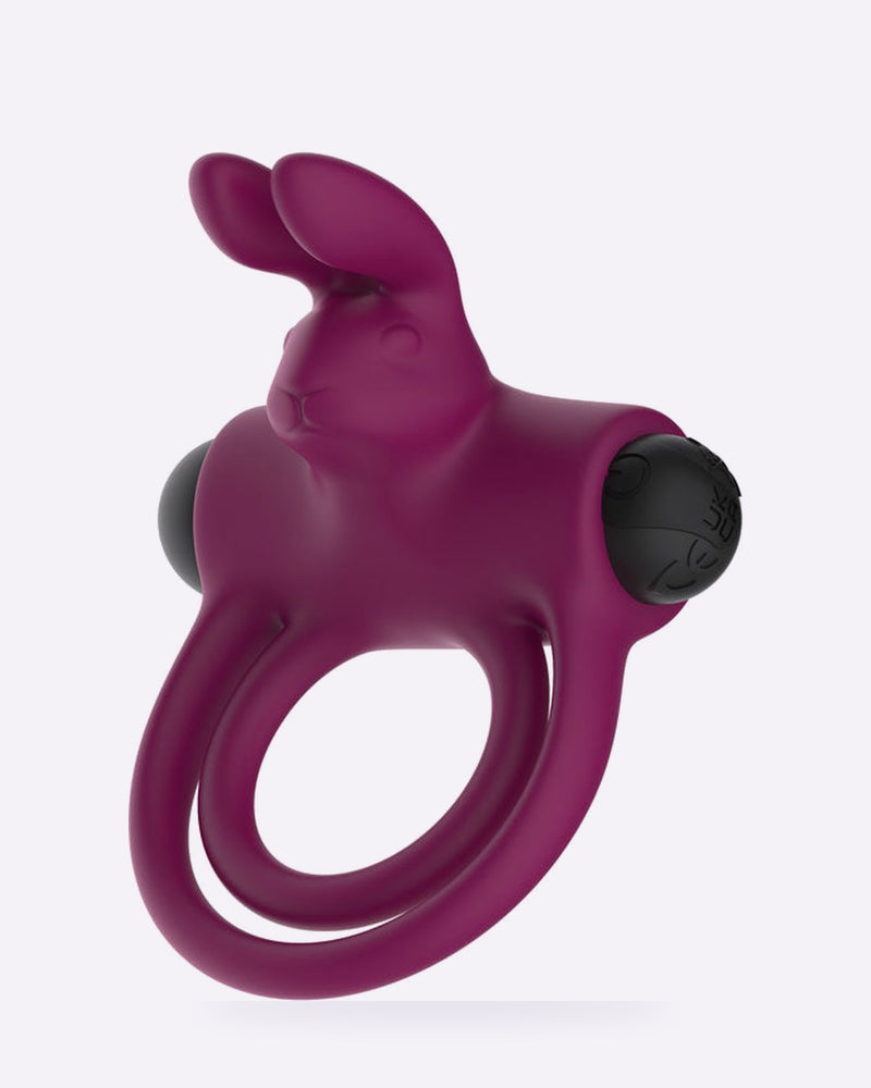 Passion Play Silicone Rabbit Vibrating Cock Ring – Purple