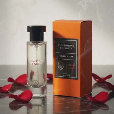 Pheromone cologne bottle and packaging on a white background video