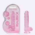 REALROCK crystal clear pink 6 inch dildo with balls