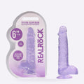 REALROCK crystal clear purple 6 inch dildo with balls