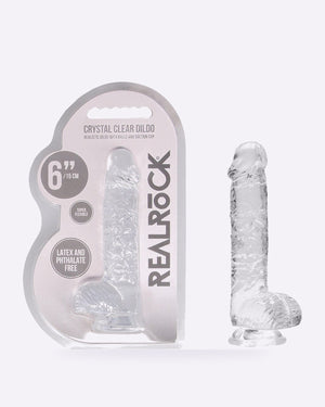 REALROCK crystal clear clear 6 inch dildo with balls