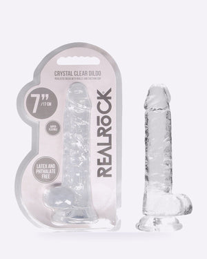 REALROCK crystal clear clear 7 inch dildo with balls