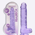 REALROCK crystal clear purple 9 inch dildo with balls