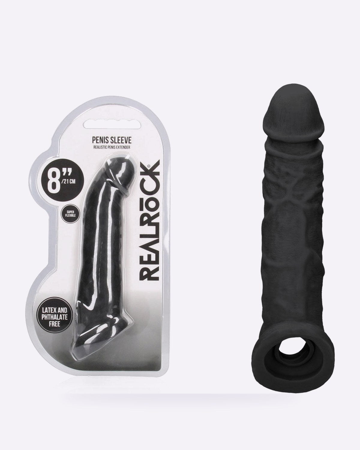 REALROCK black 8 inch penis extender sleeve