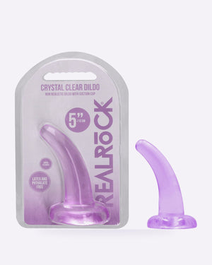 REALROCK crystal clear purple curved pegging dildo