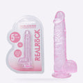 REALROCK crystal clear pink 5 inch dildo with balls