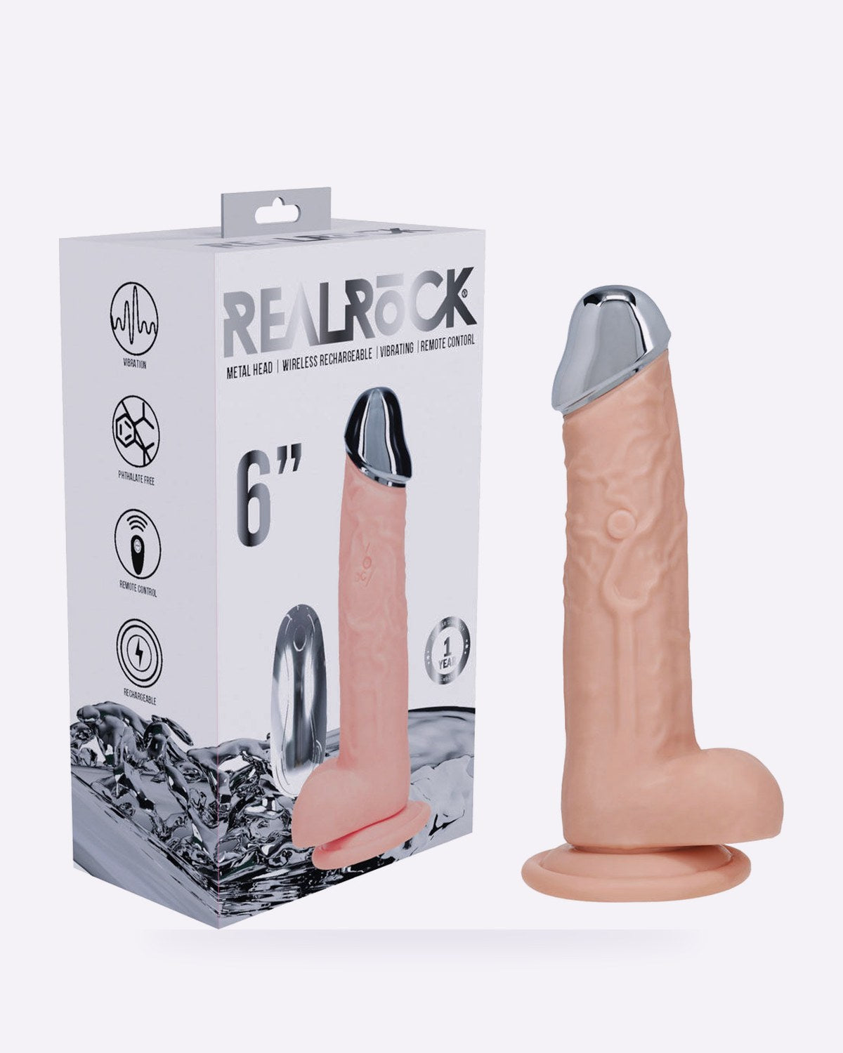 REALROCK Metal Head flesh 6 inch vibrating dildo