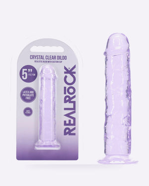 REALROCK crystal clear purple 5 inch slim dildo