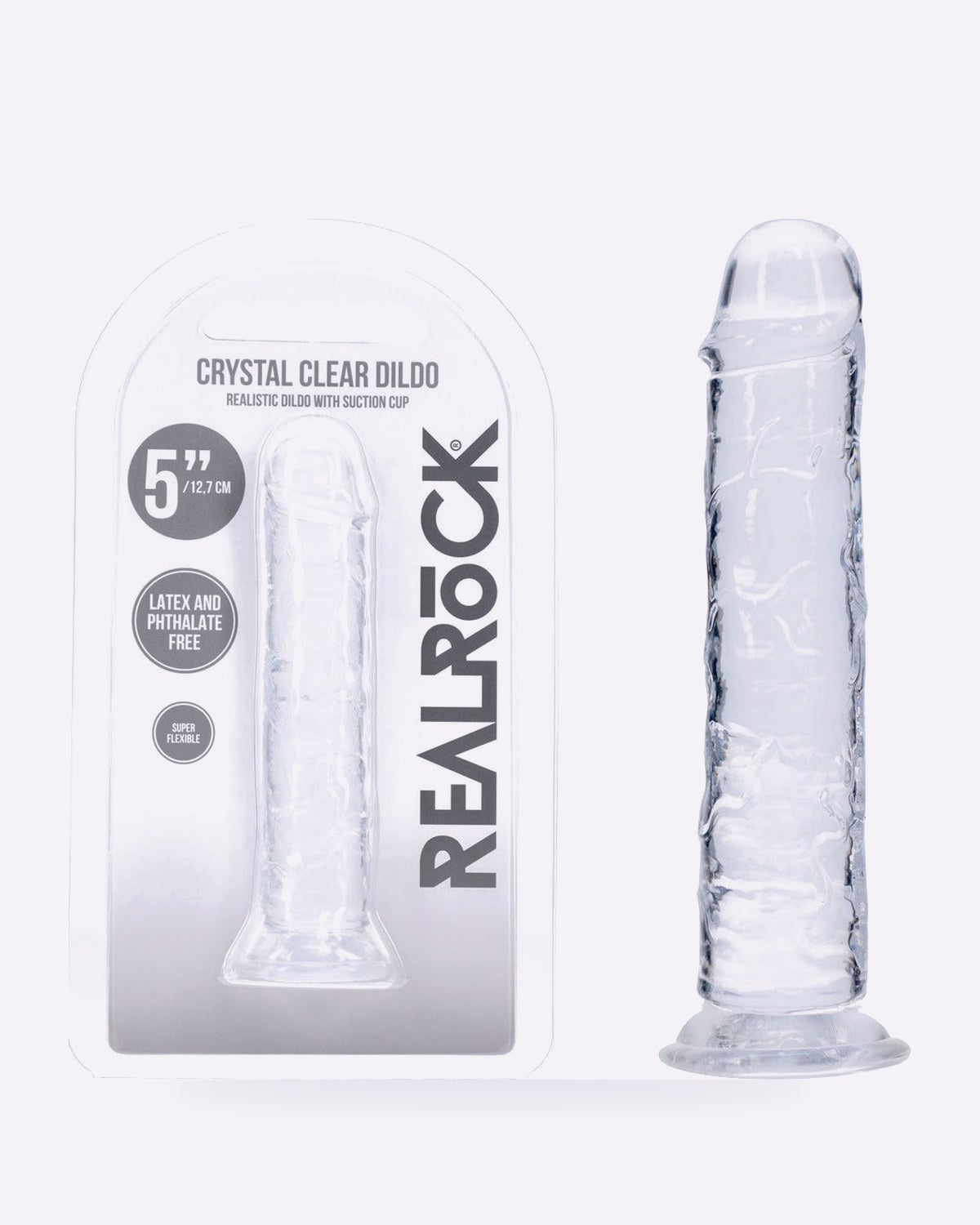 REALROCK crystal clear clear 5 inch slim dildo