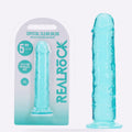 REALROCK crystal clear turquoise 5 inch slim dildo