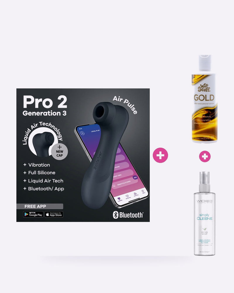 Satisfyer Clitoral Care Kit – App-Controlled Stimulator, Lube & Toy Cleaner