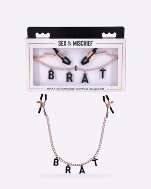 Sex & Mischief Brat rose gold nipple clamps with chain