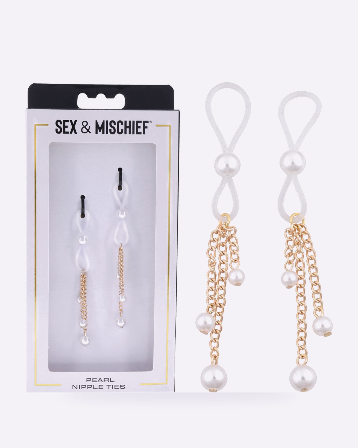 Sex & Mischief gold pearl nipple ties