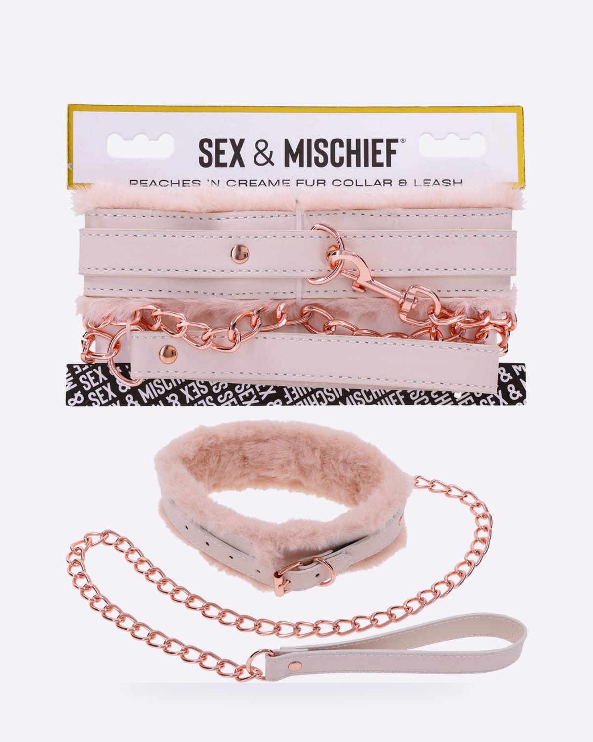 Sex & Mischief Peaches n CreaMe Fur-Lined Collar & Leash