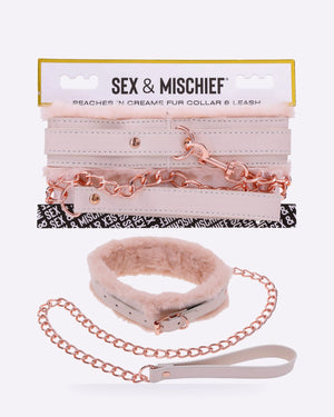 Sex & Mischief Peaches n CreaMe Fur-Lined Collar & Leash