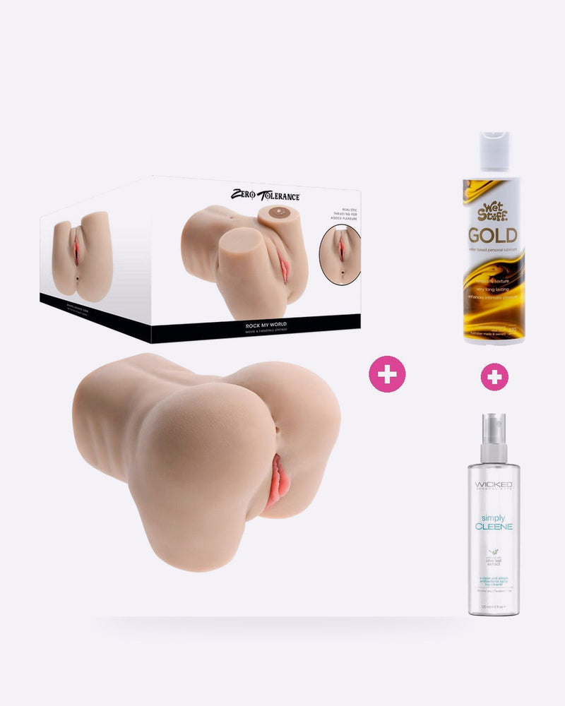 Zero Tolerance Rechargeable Masturbator Bundle – Toy, Lube & Toy Cleaner